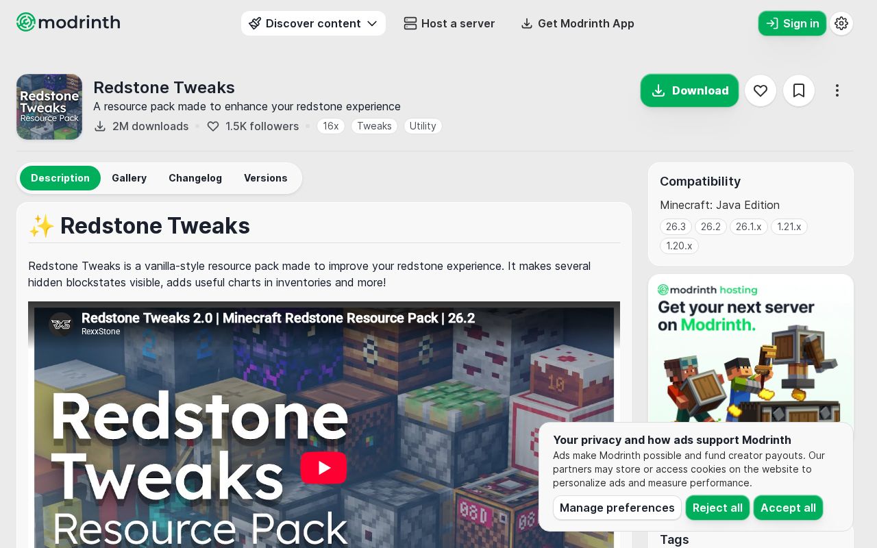 Preview of Redstone Tweaks Mirror