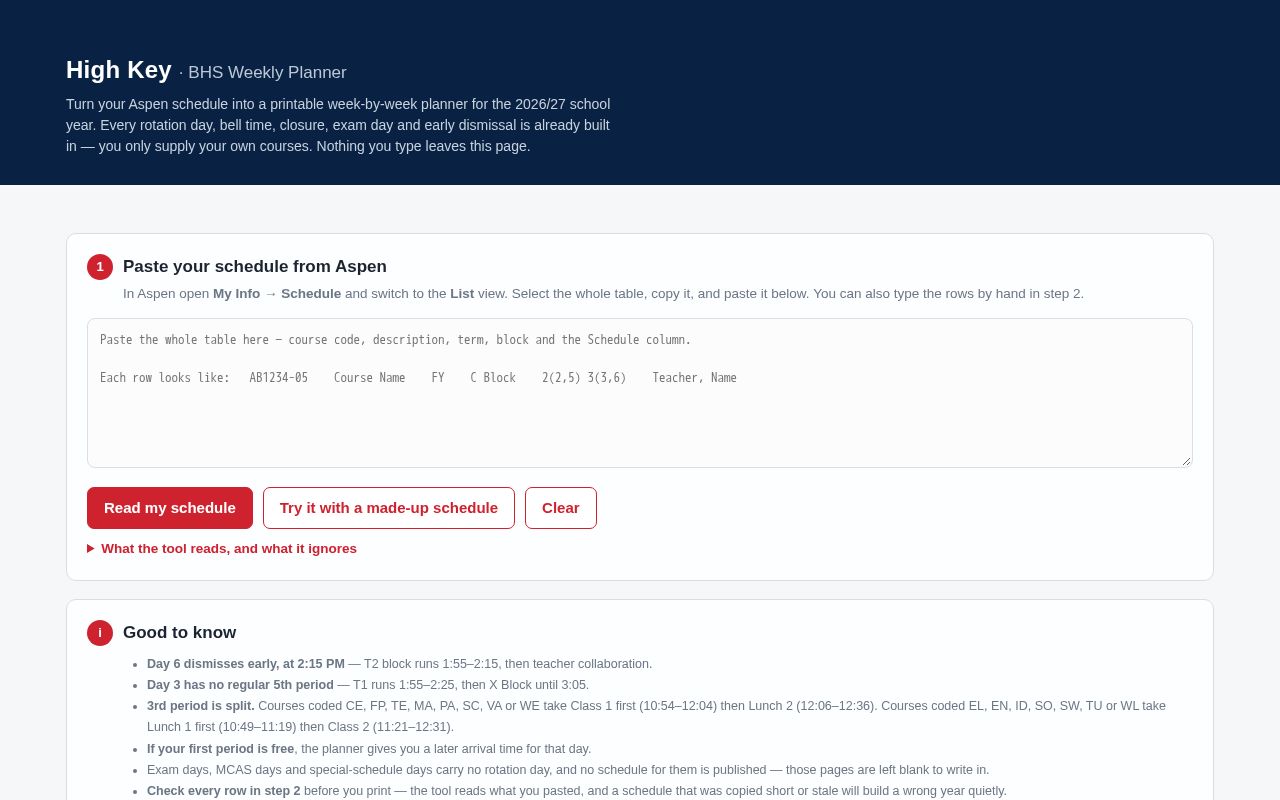 Preview of High Key Planner