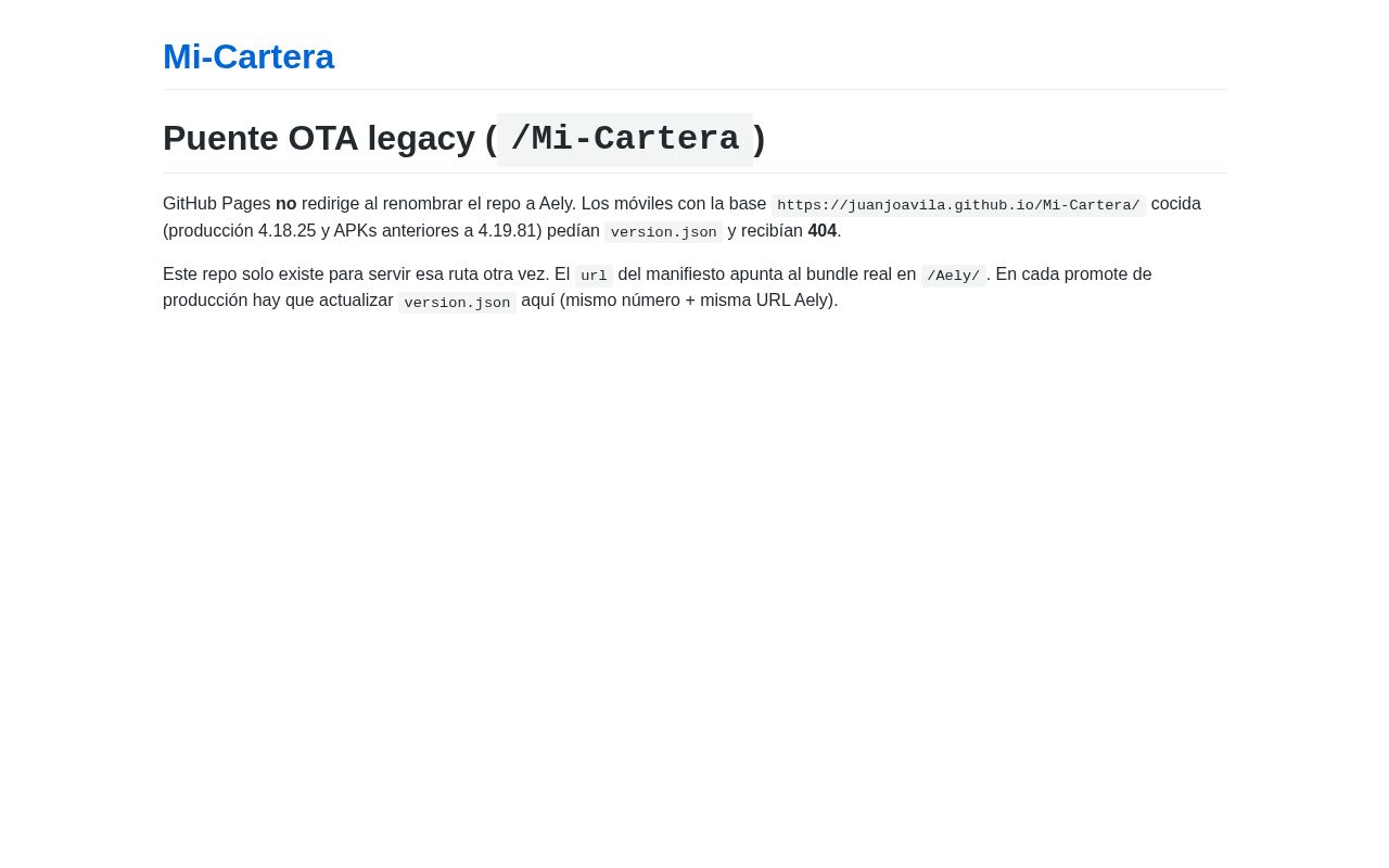 Preview of Puente OTA legacy: Pages en /Mi-Cartera para clientes pre-Aely