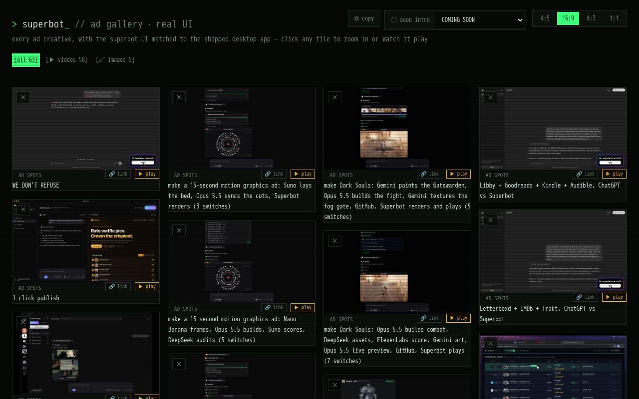 Preview of Superbot Ad Gallery Real Ui