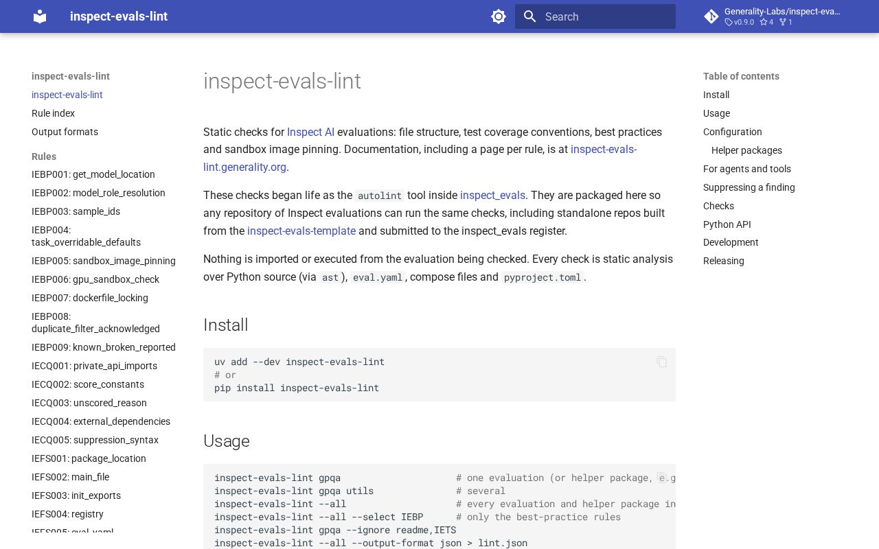 Preview of Inspect Evals Lint