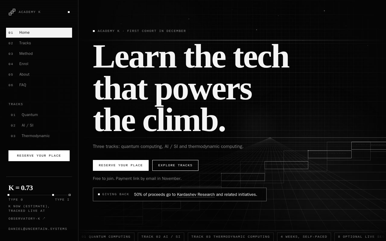 Preview of Academy K: 4 week paths into quantum, ai and thermodynamic computing