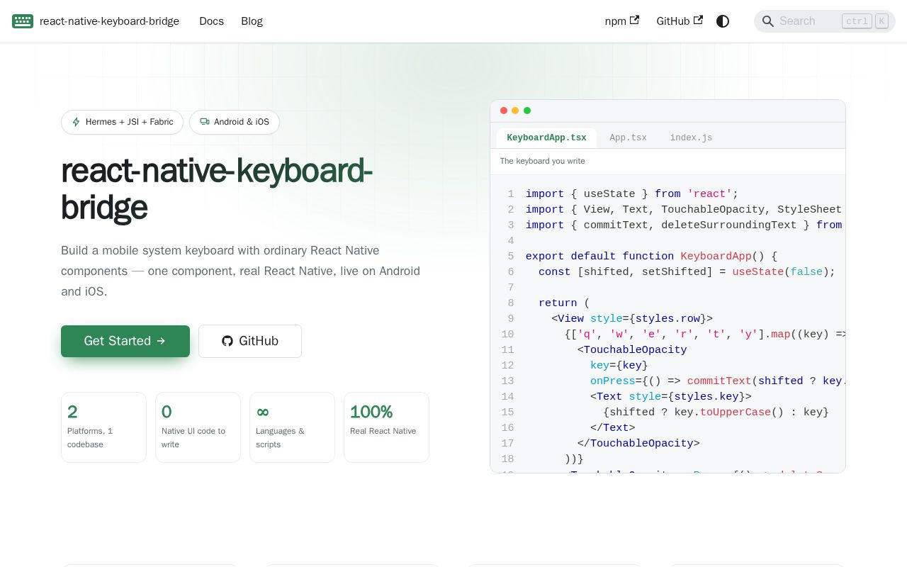 Preview of React Native Keyboard Bridge