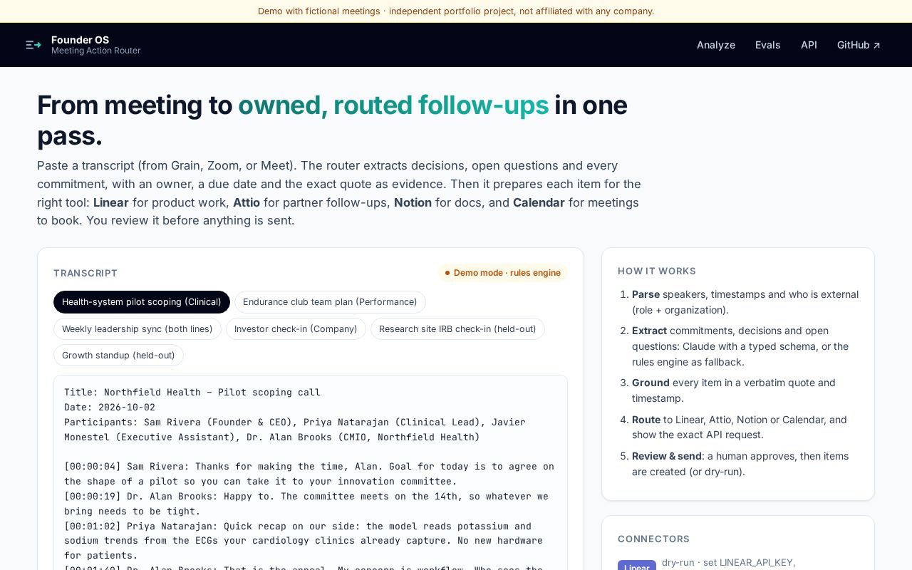 Preview of Meeting Action Router