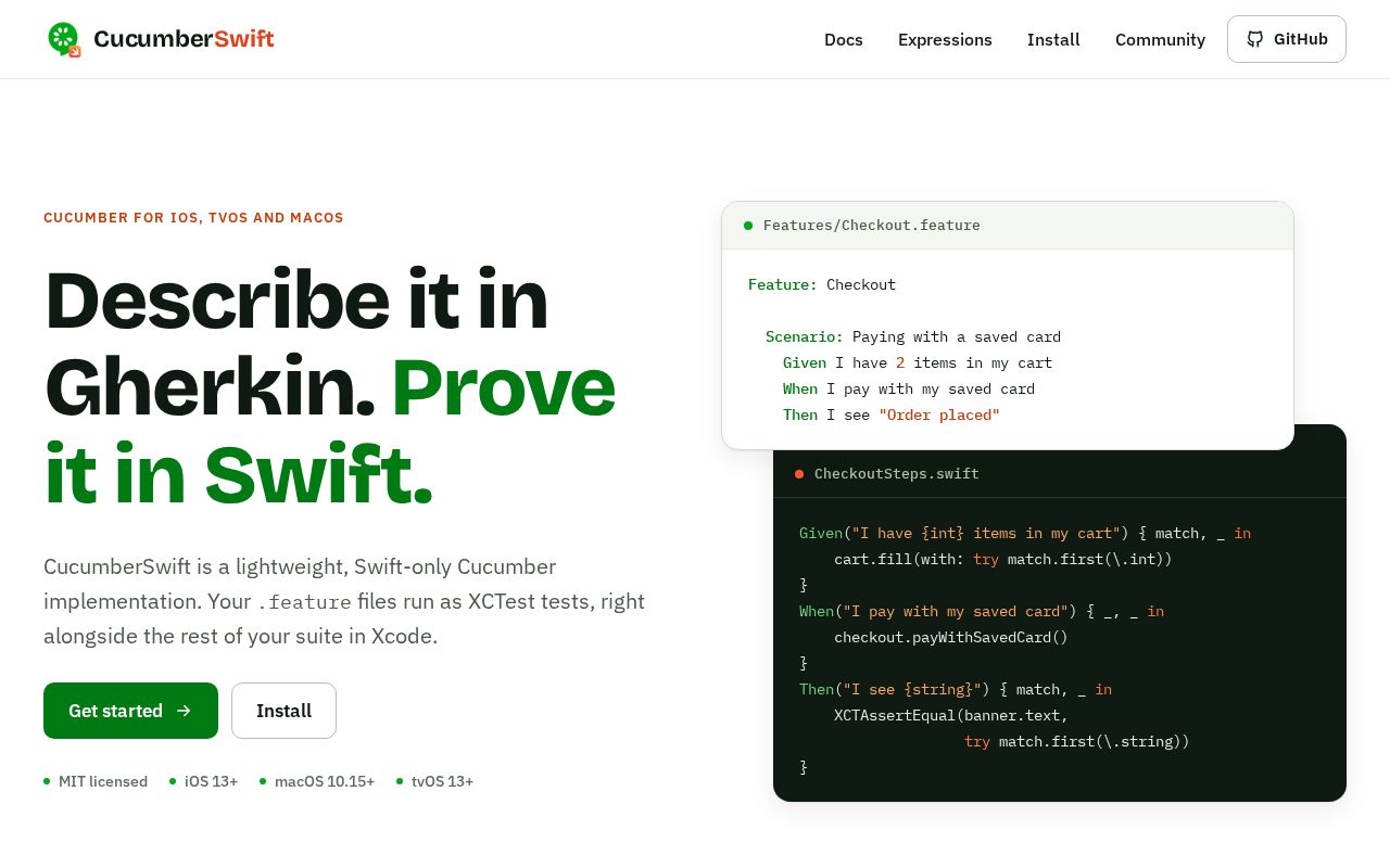 Preview of Cucumberswift Github Io