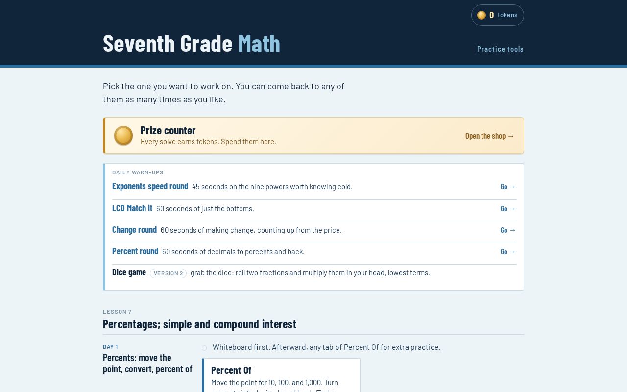 Preview of Seventh Grade Math