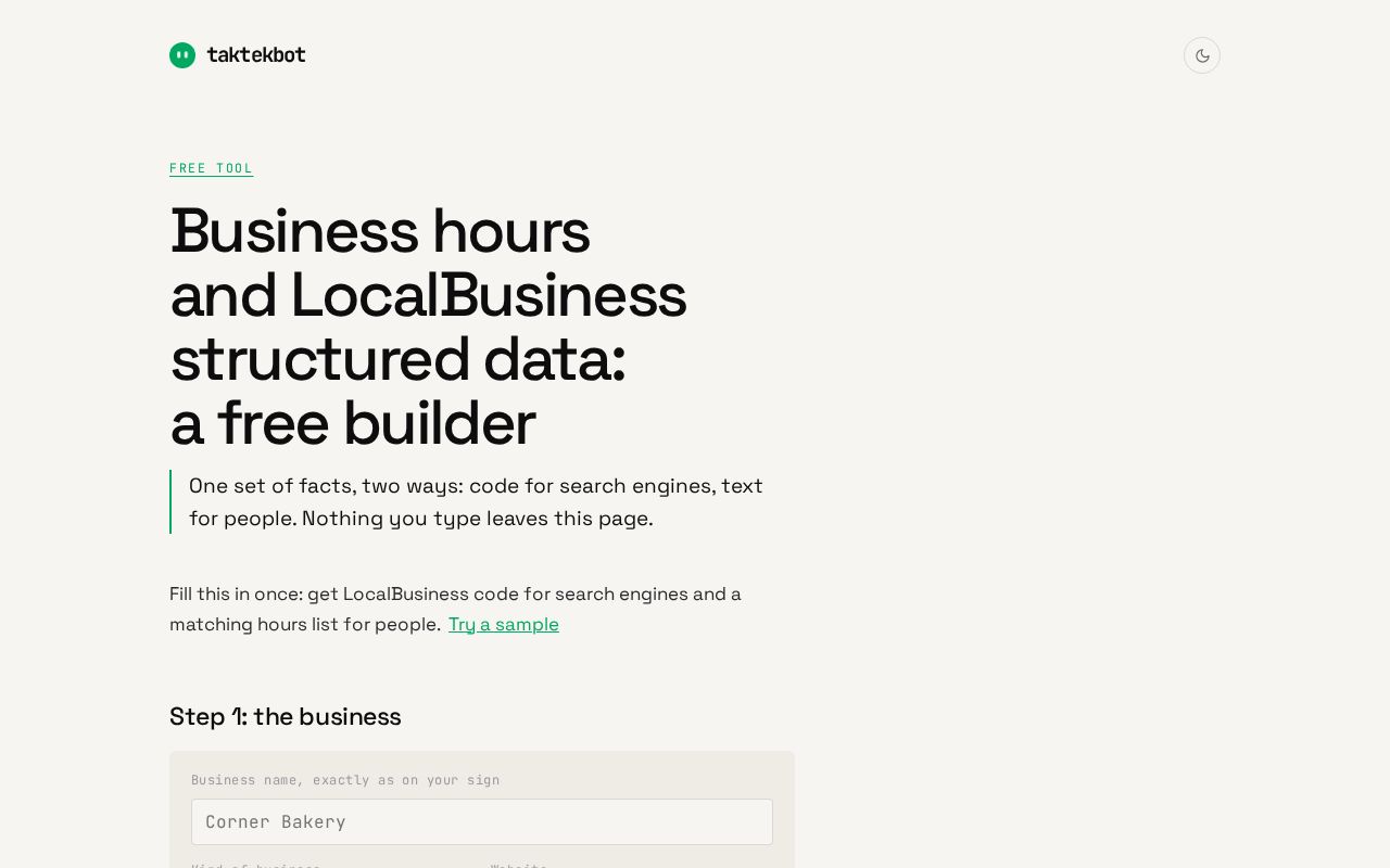 Preview of Local Business Schema