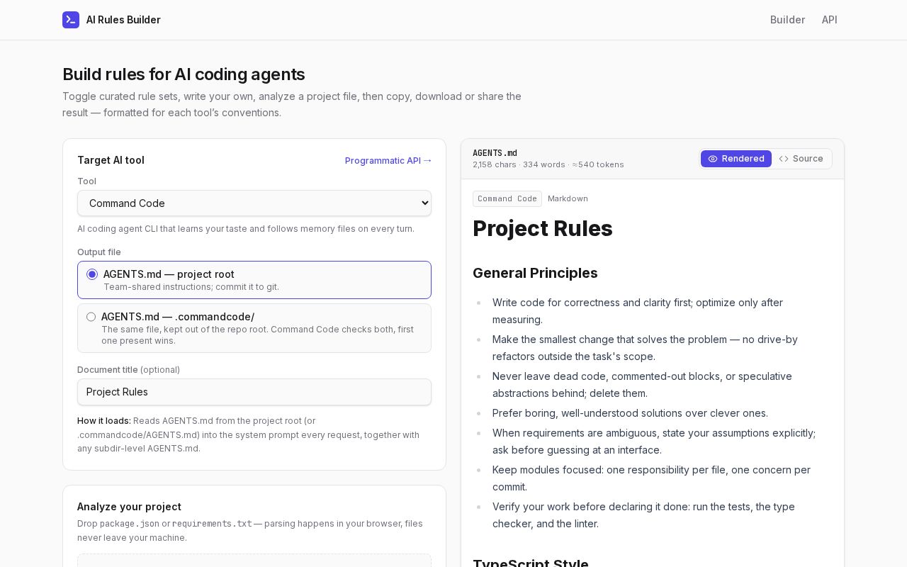 Preview of AI Rules Builder