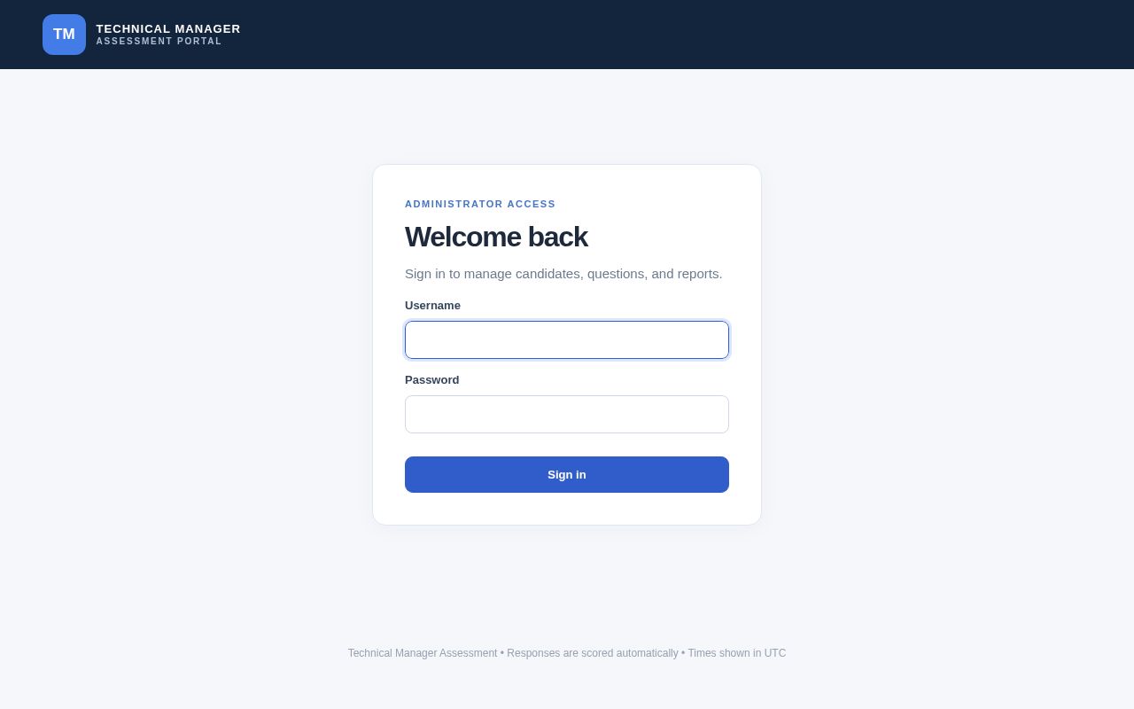 Preview of Technical Manager Assessment