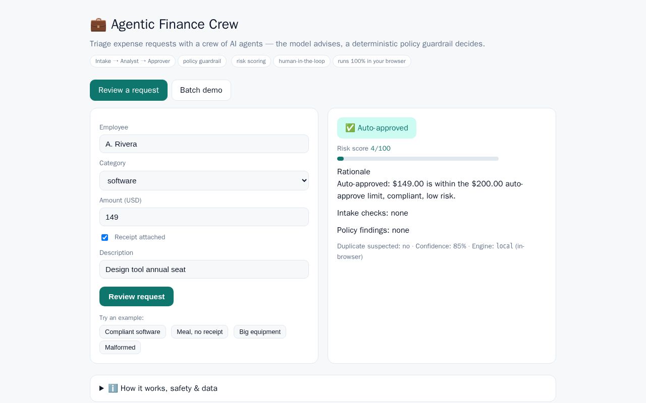 Preview of Agentic Finance Crew