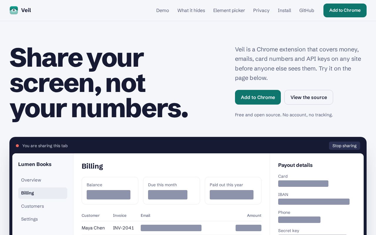 Preview of Veil Chrome Ext