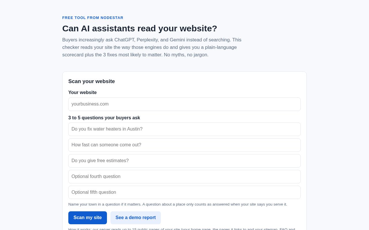Preview of Nodestar Ai Visibility Checker