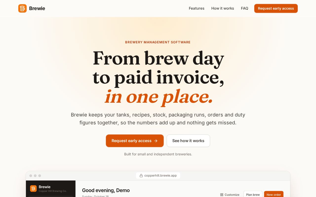 Preview of Brewie: brewery management software