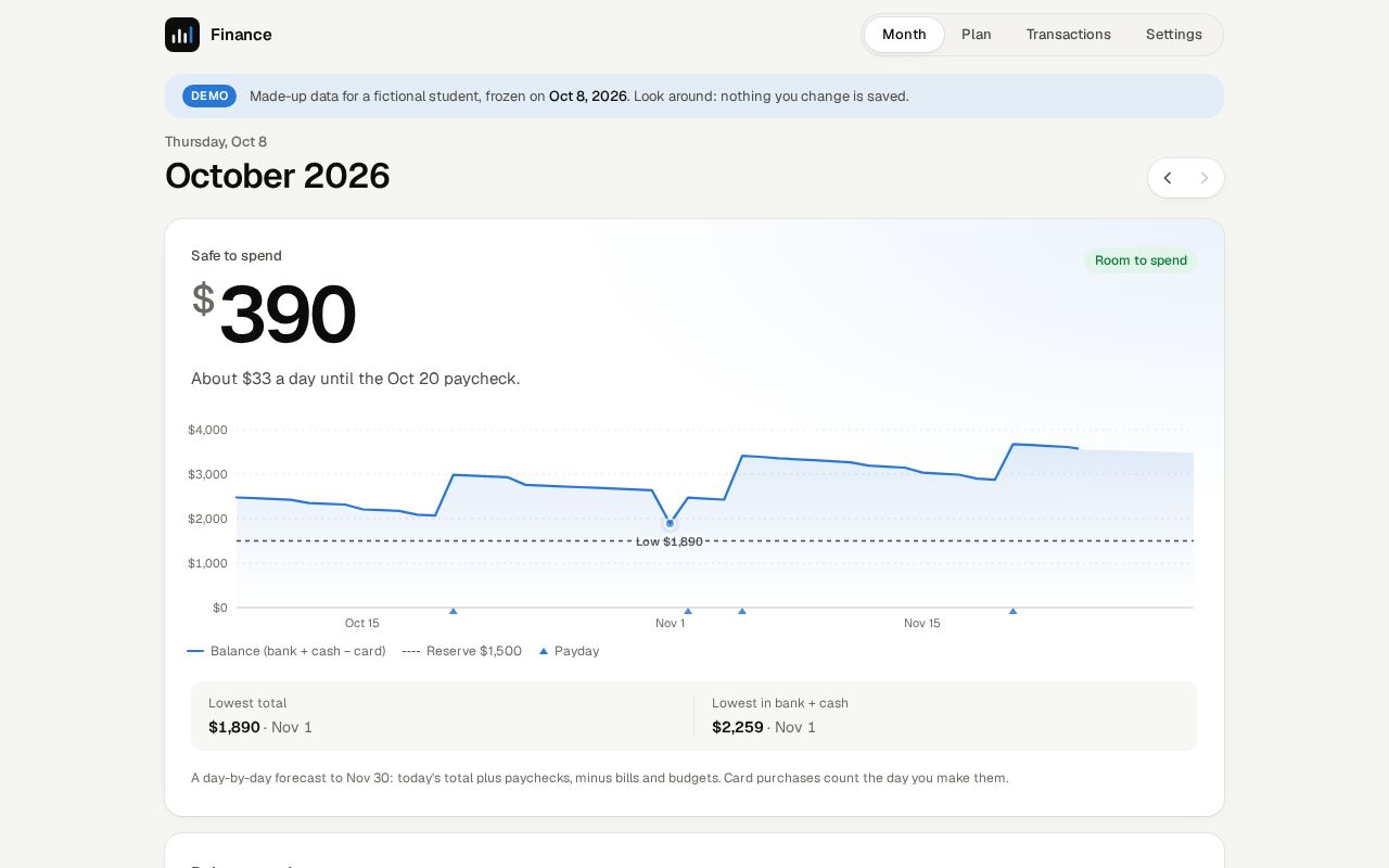 Preview of Finance Dashboard