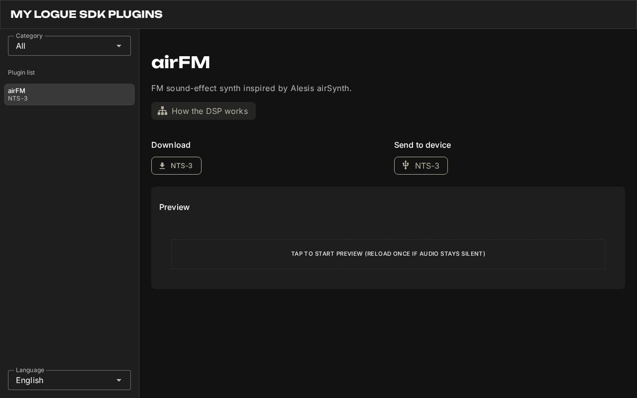 Preview of My KORG logue SDK plugins