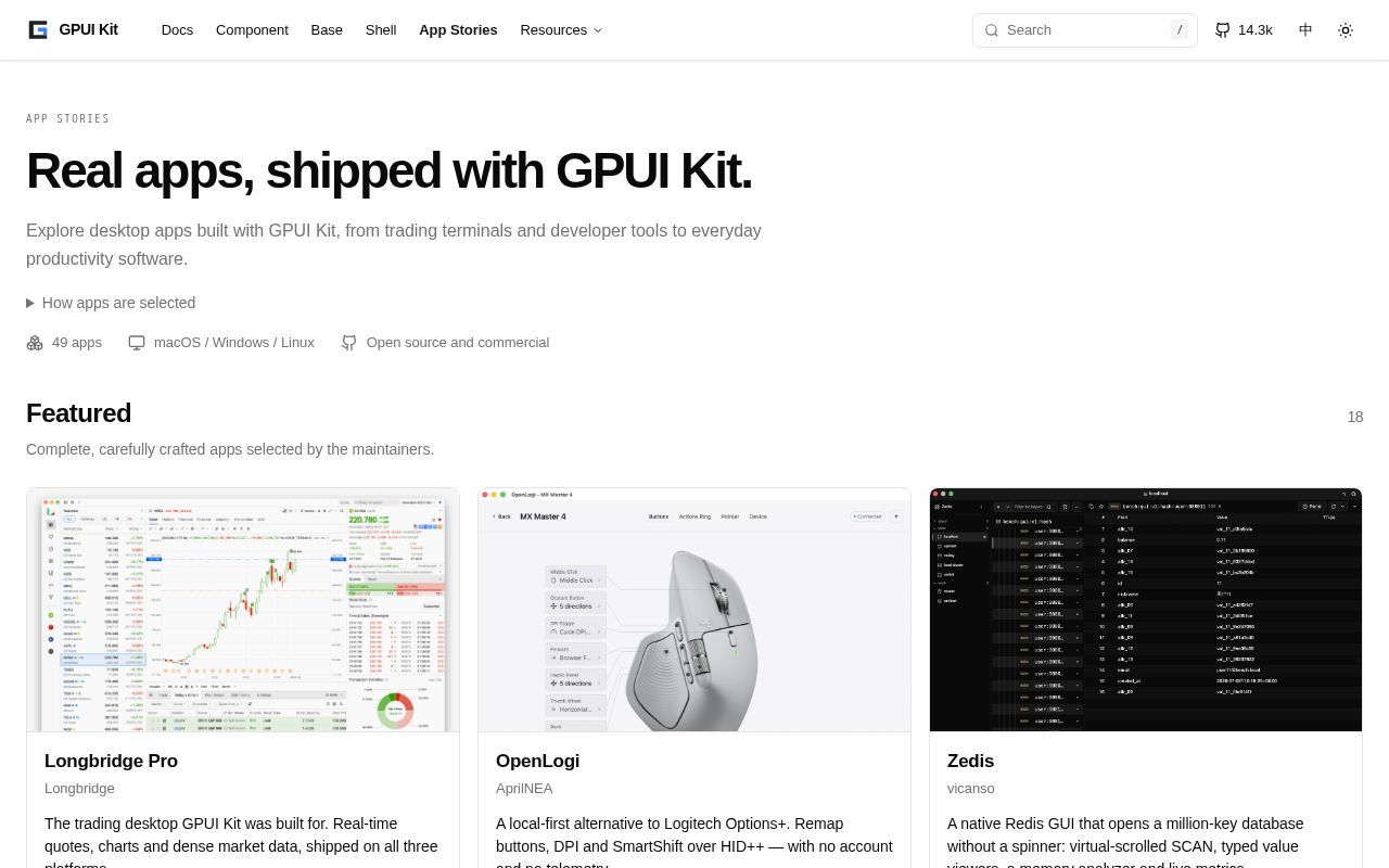 Preview of Gpui Kit Showcases