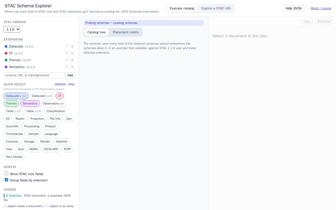 Preview of Stac Schema Explorer