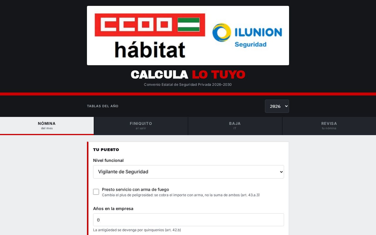 Preview of Calculadora Nomina Ilunion