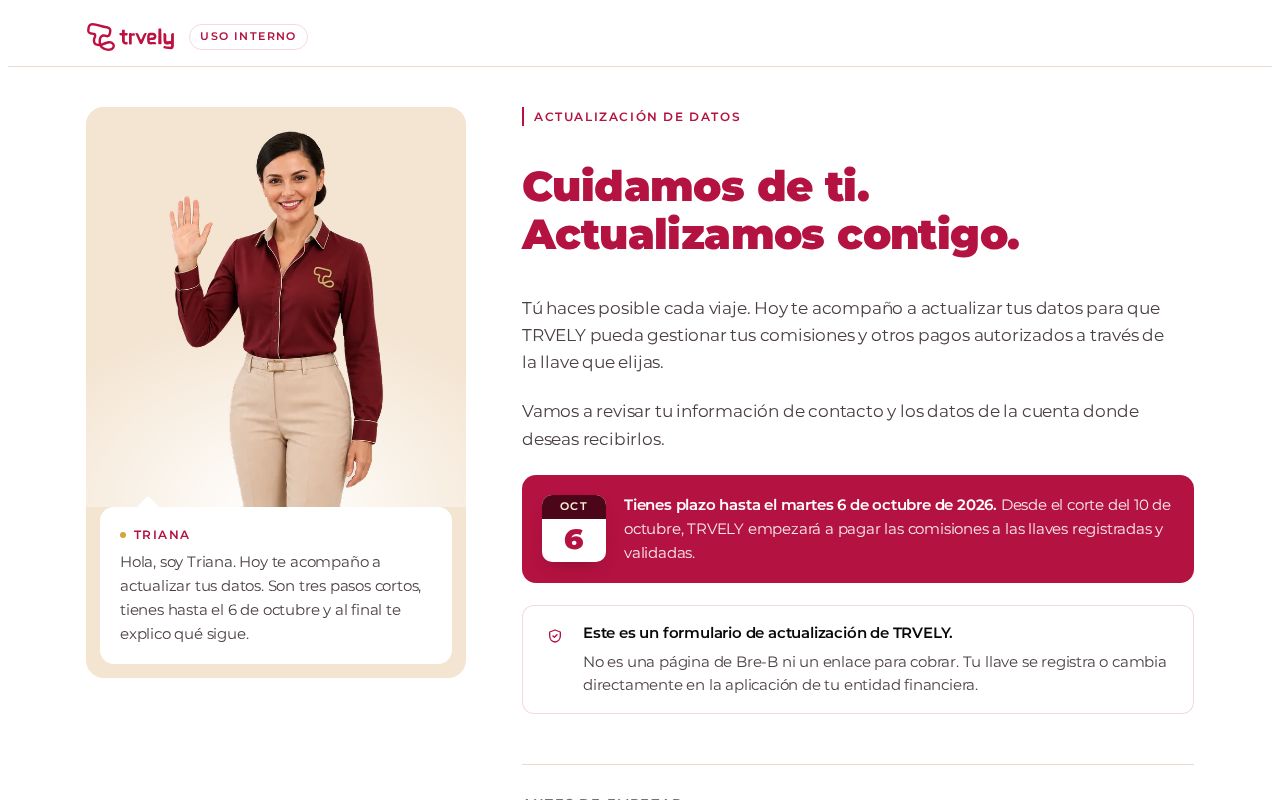 Preview of Trvely Actualizacion Datos
