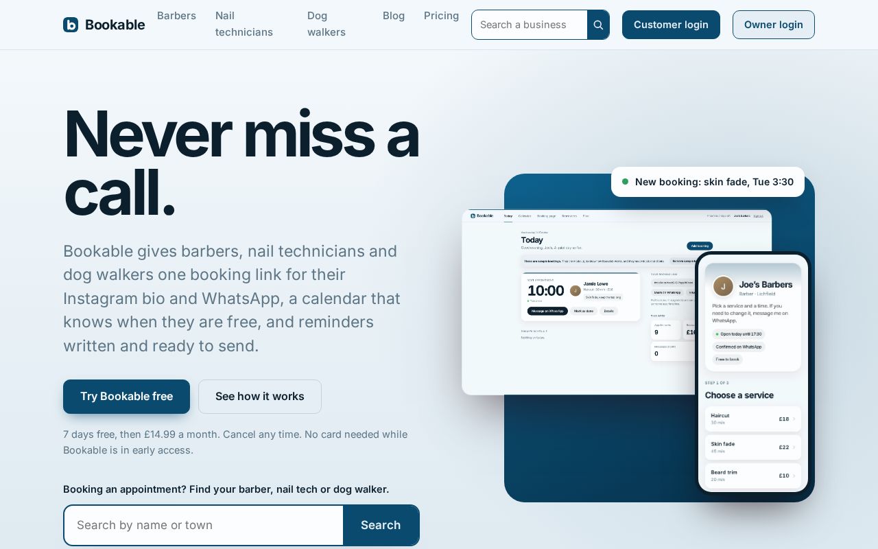 Preview of Bookable