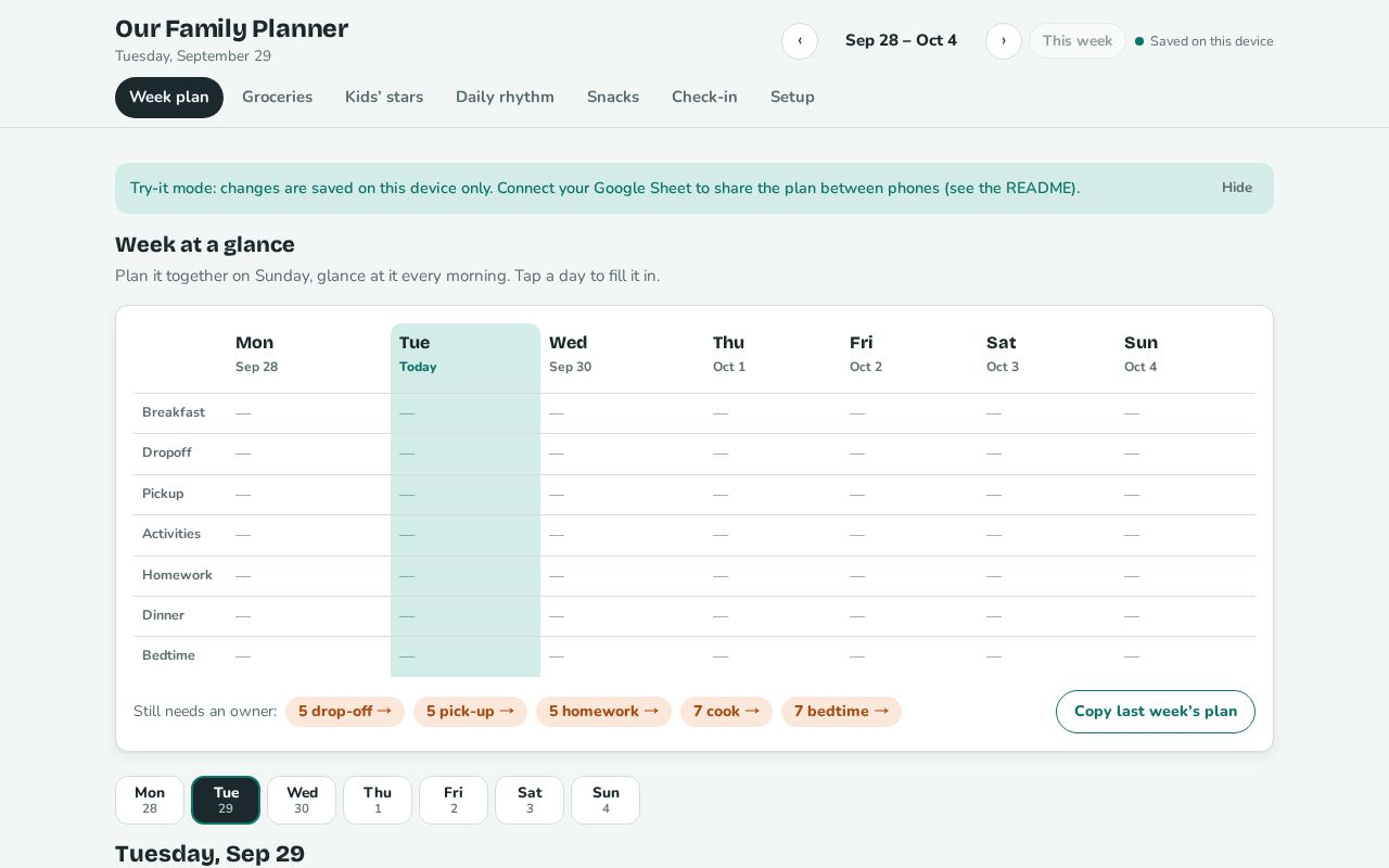 Preview of Our Family Planner