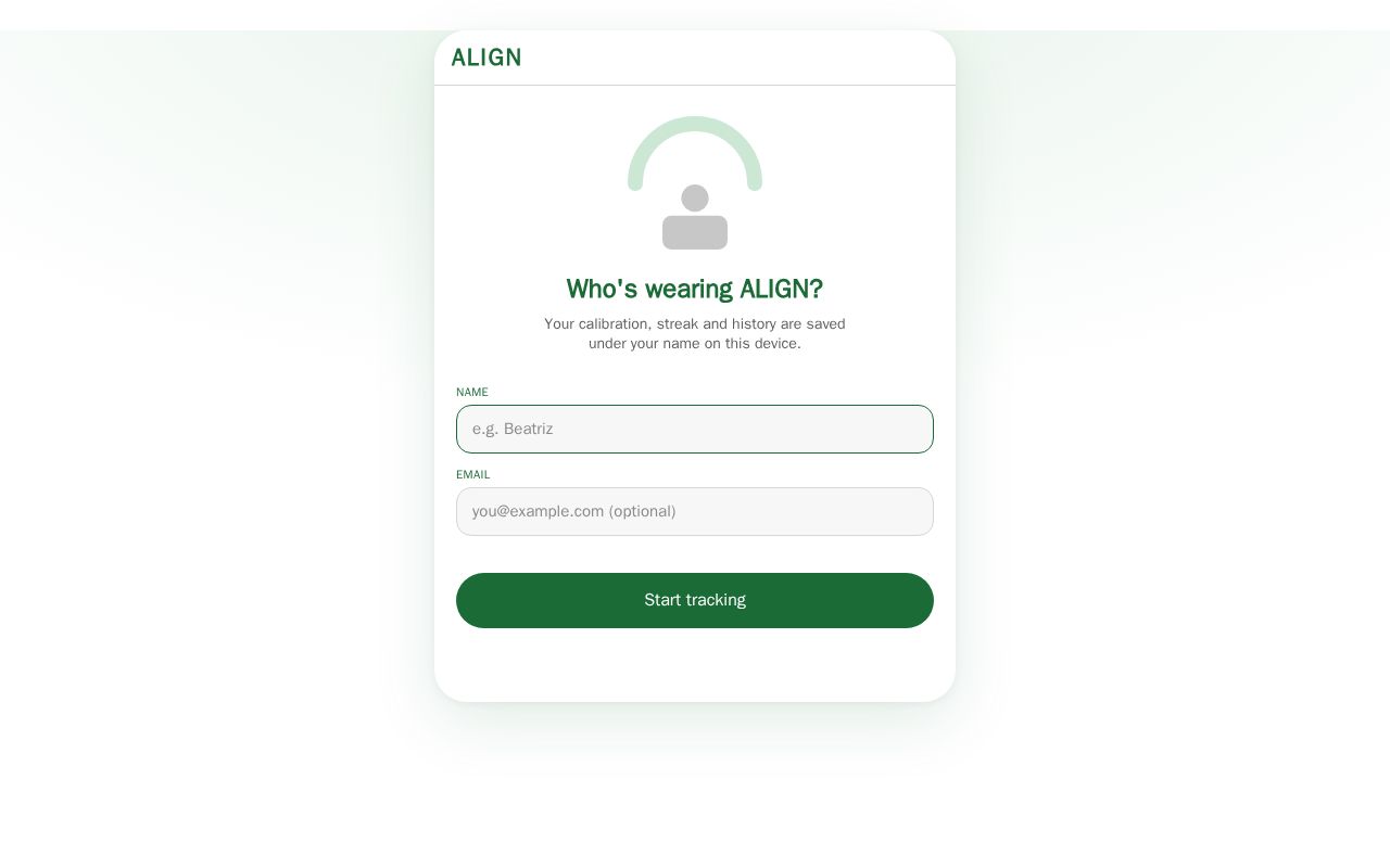 Preview of ALIGN — posture tracker for the ESP32-C3 wearable
