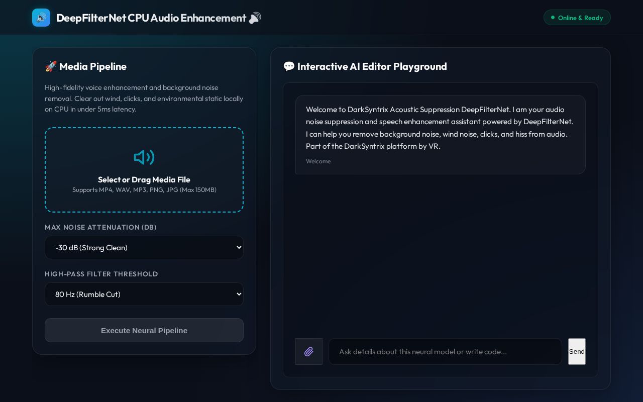 Preview of DeepFilterNet CPU Audio Enhancement 🔊