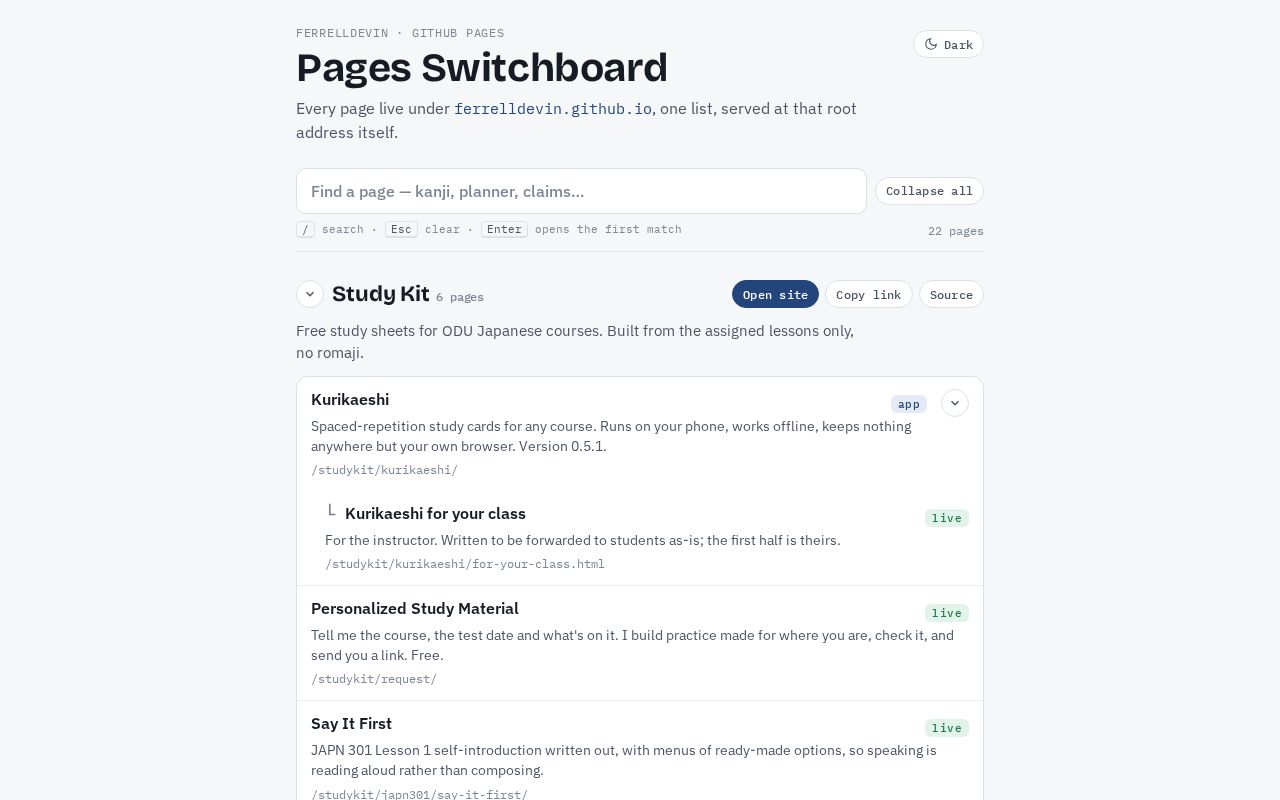 Preview of Pages Switchboard