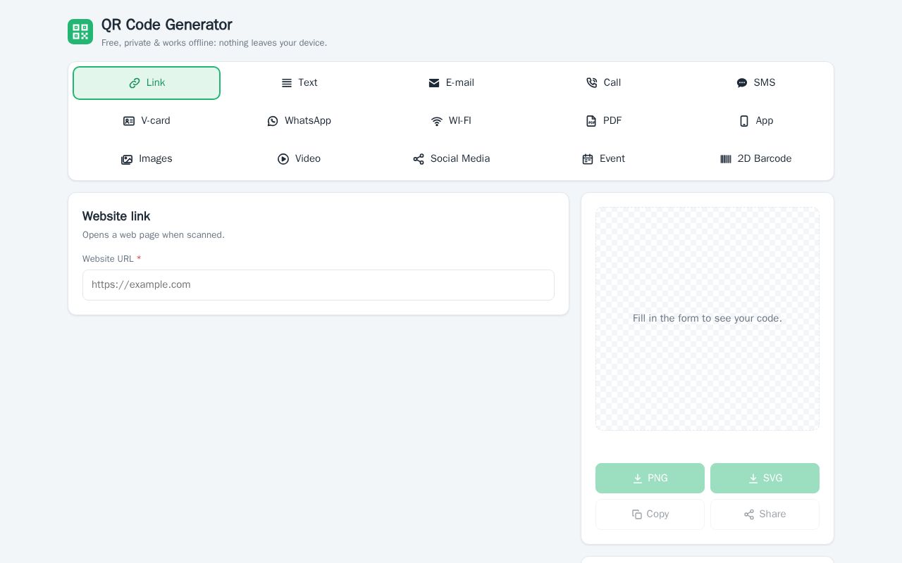 Preview of QR Code Generator