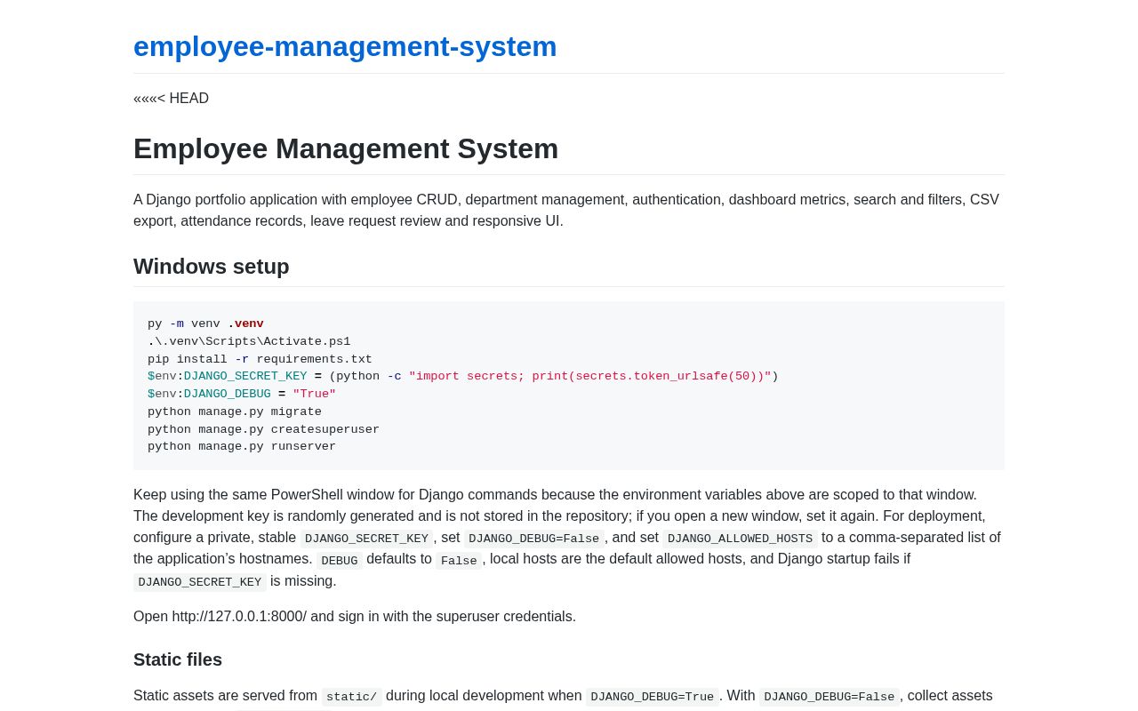 Preview of Employee Management System