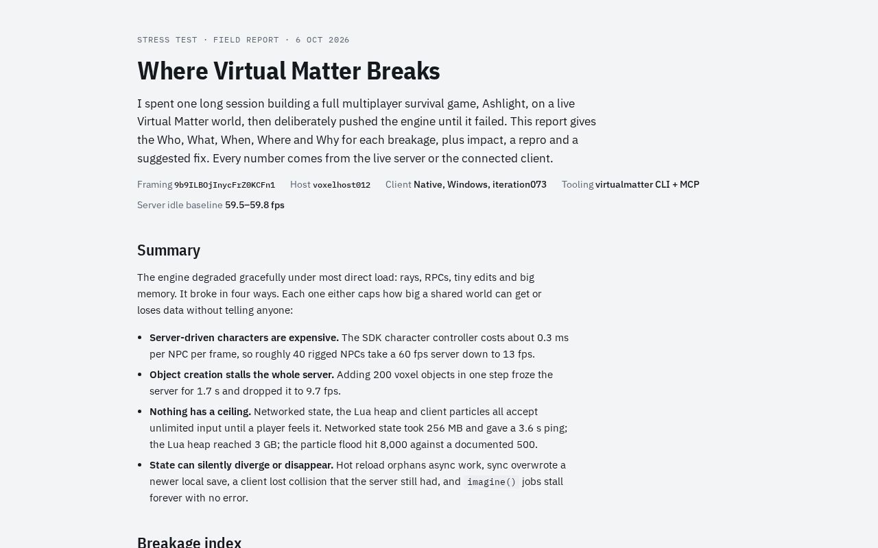 Preview of Virtual Matter Breakage Report