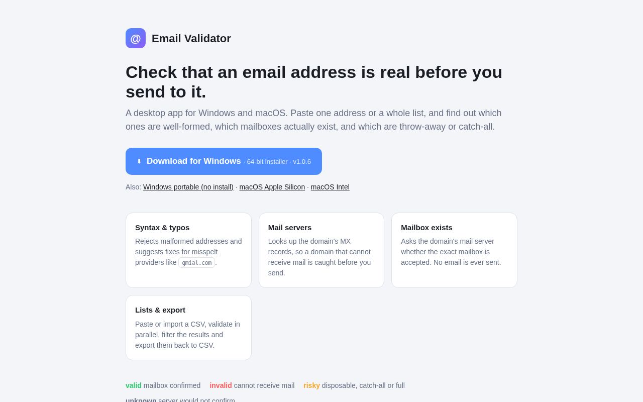 Preview of Email Validator