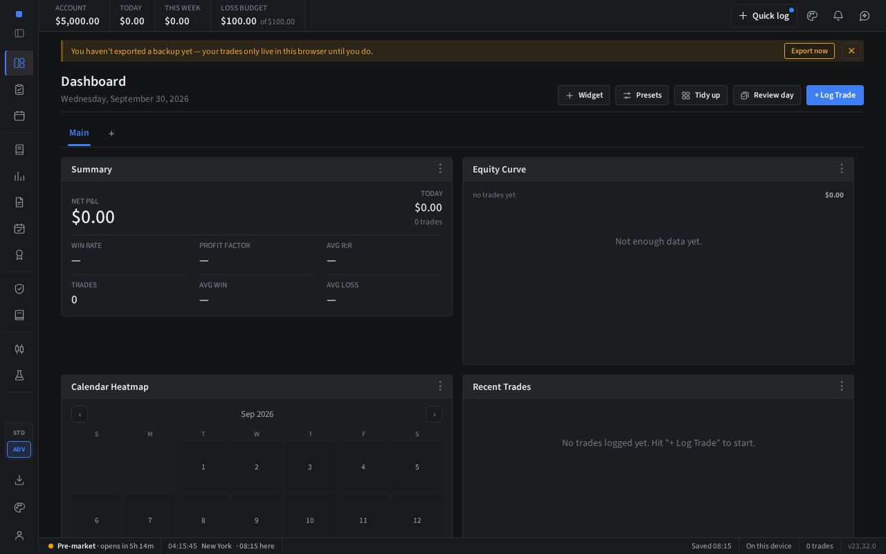 Preview of Trading Journal