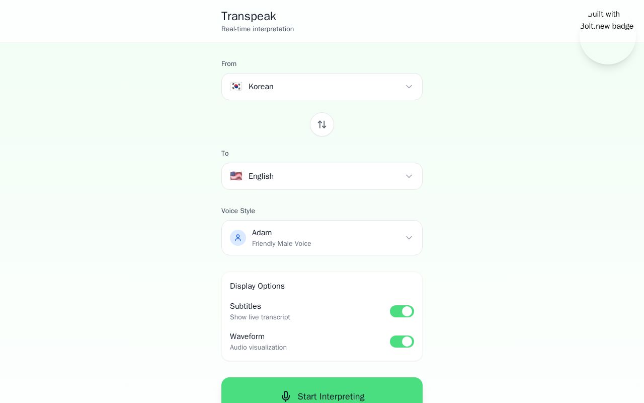 Preview of Transpeak - Real-time voice translation in your pocket.