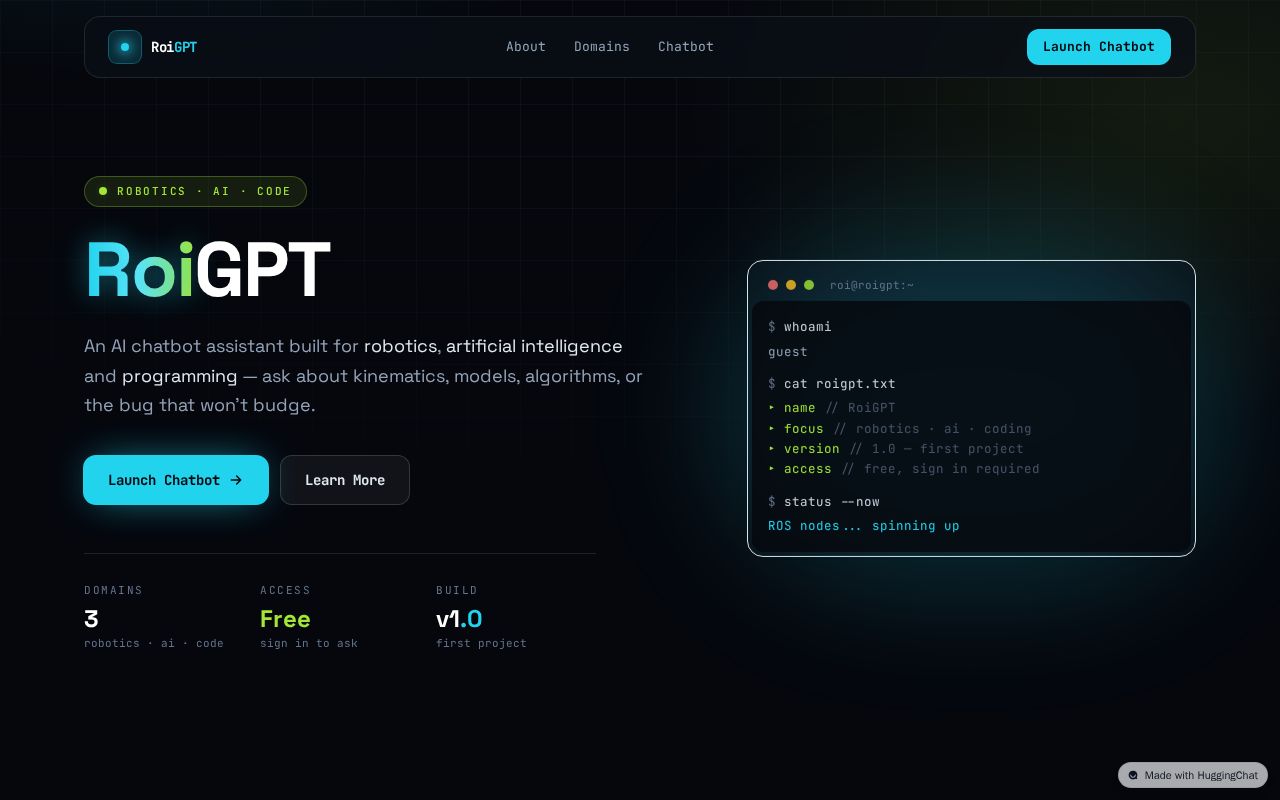 Preview of RoiGPT — Robotics & AI Coding Chatbot