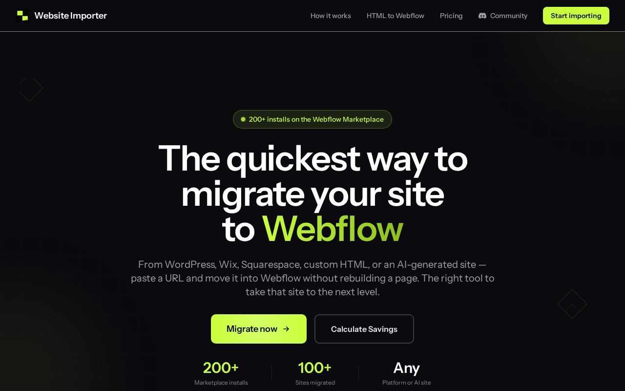 Preview of Platform Agnostic Tool to Convert Any Website into a Webflow Site