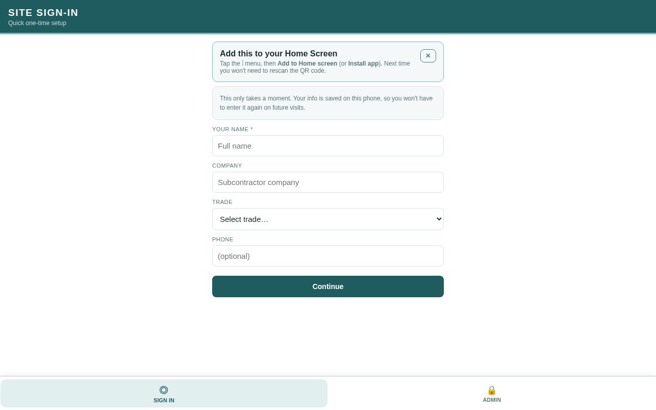 Preview of Site Signin