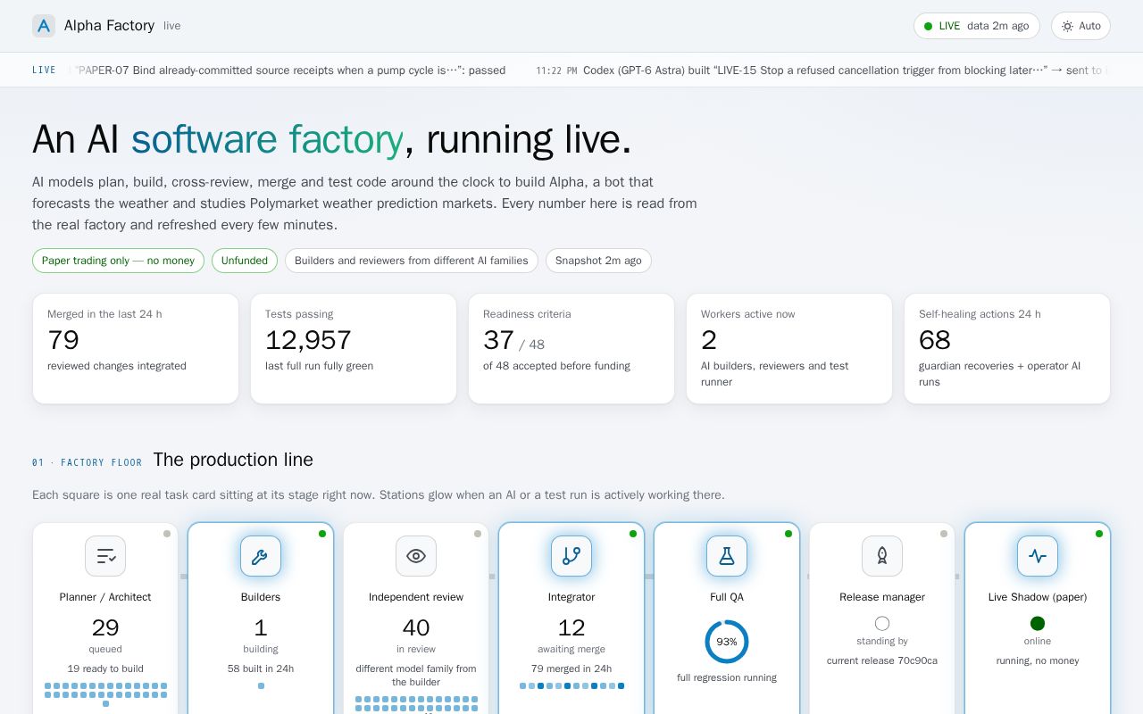 Preview of Alpha Factory Live