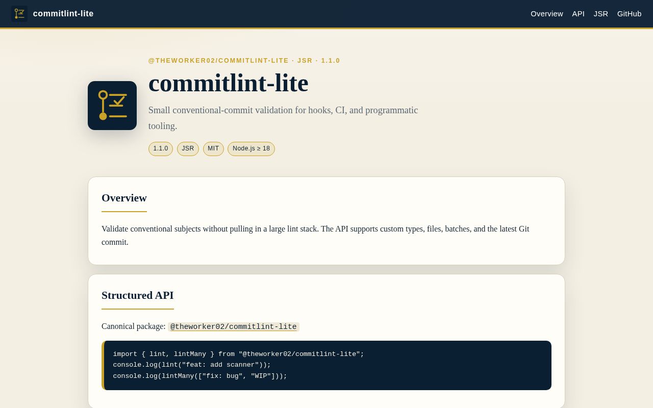 Preview of Commitlint Lite