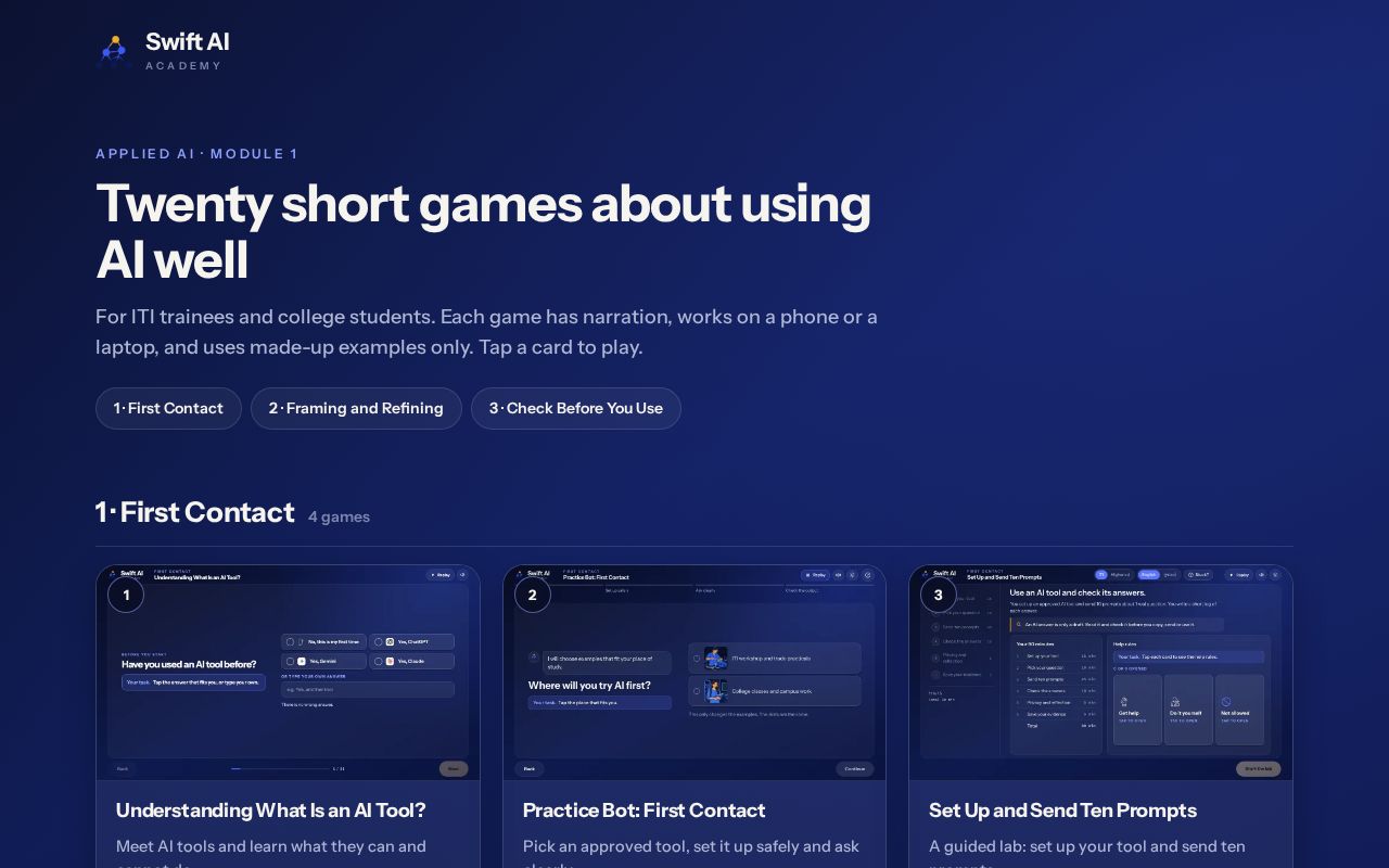 Preview of Swift Ai Academy Games