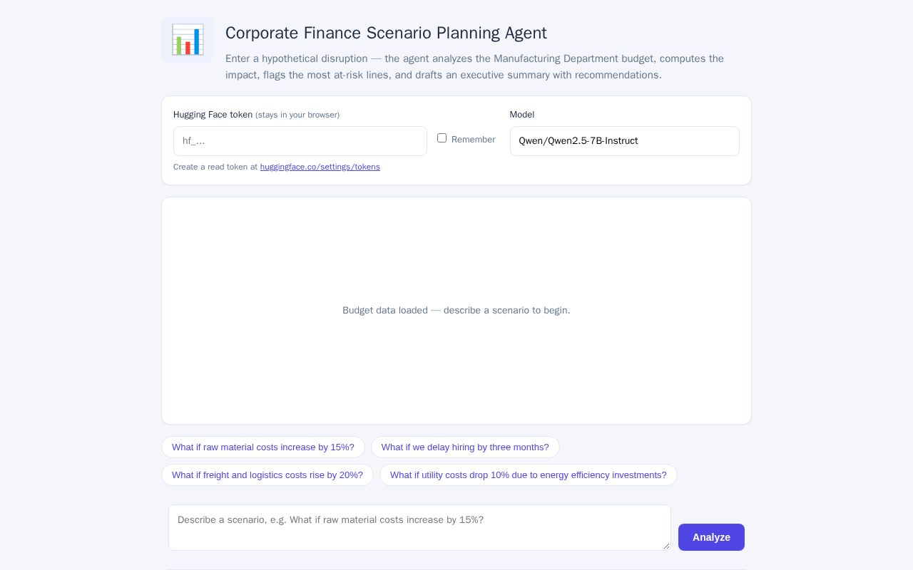 Preview of Corporate Finance Scenario Planning Agent