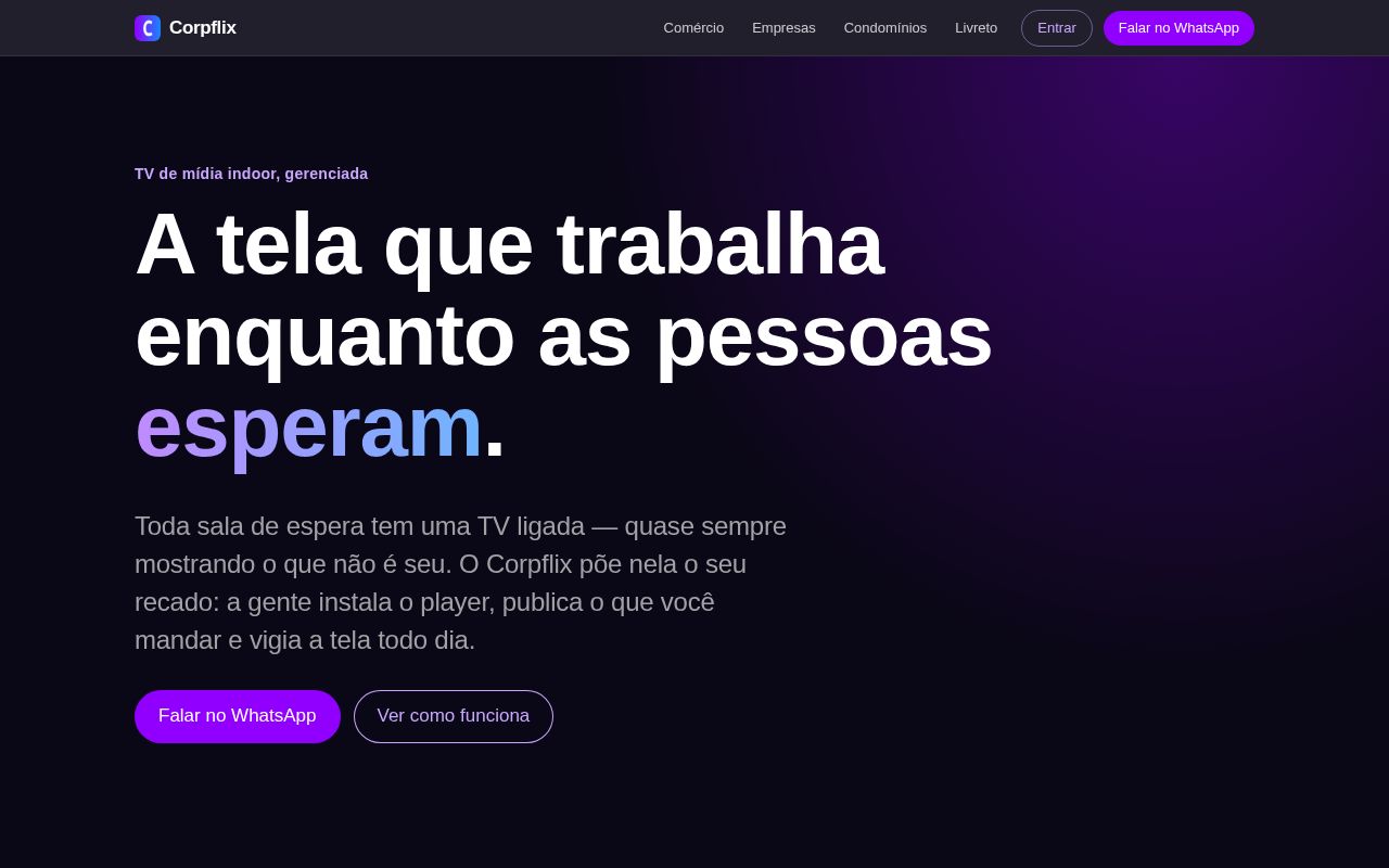 Preview of Site do Corpflix — TV de mídia indoor (www.corpflix.com.br)