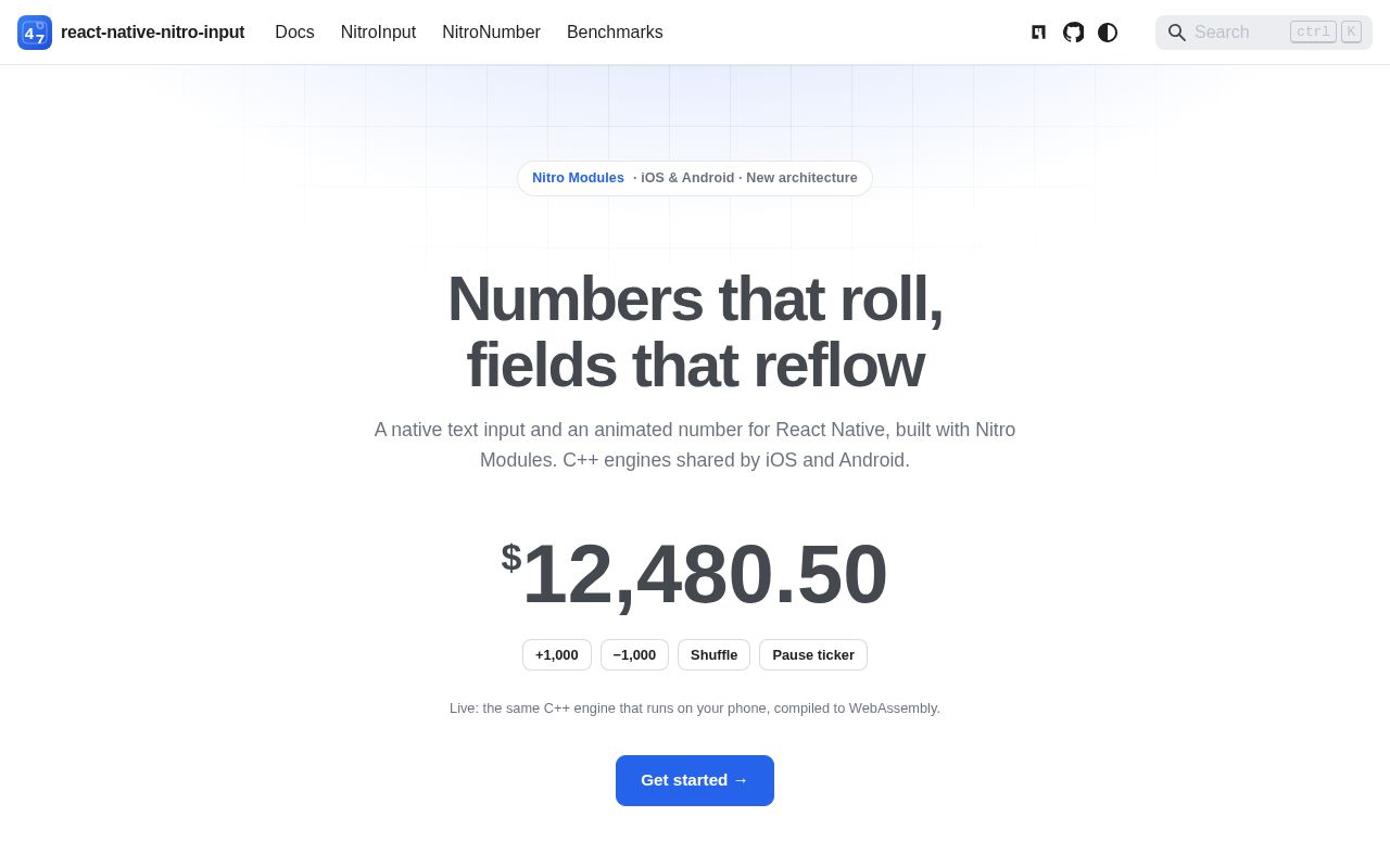 Preview of A native text input and an animated number