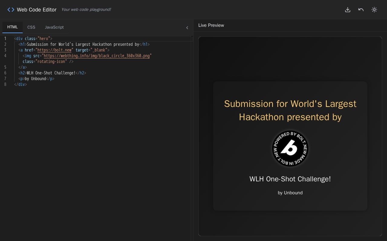 Preview of WLH One-Shot Challenge: Web Code Editor