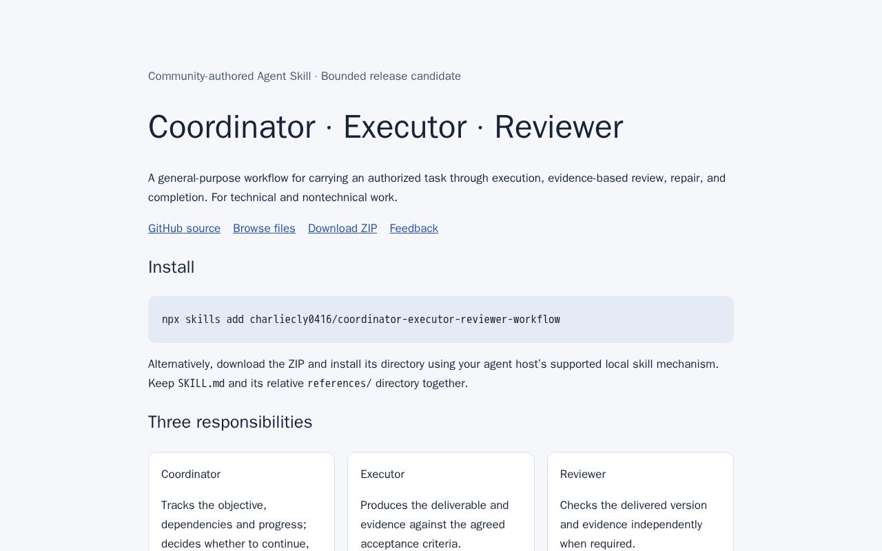 Preview of Coordinator Executor Reviewer