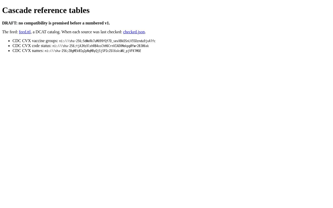 Preview of Cascade Reference Tables