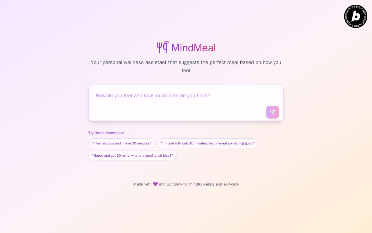 Preview of MindMeal: AI Meal & Mood Optimizer