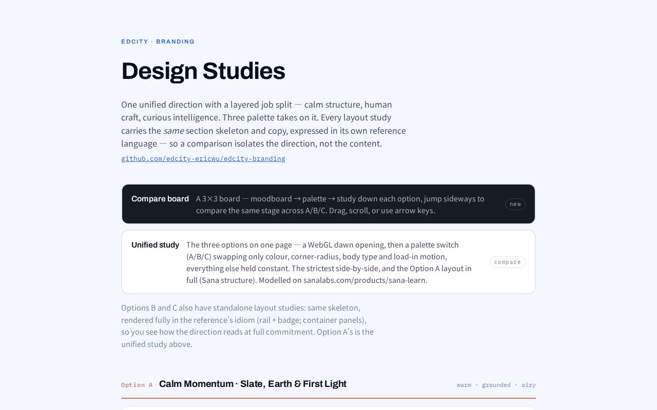 Preview of Branding and design-direction studies for EdCity