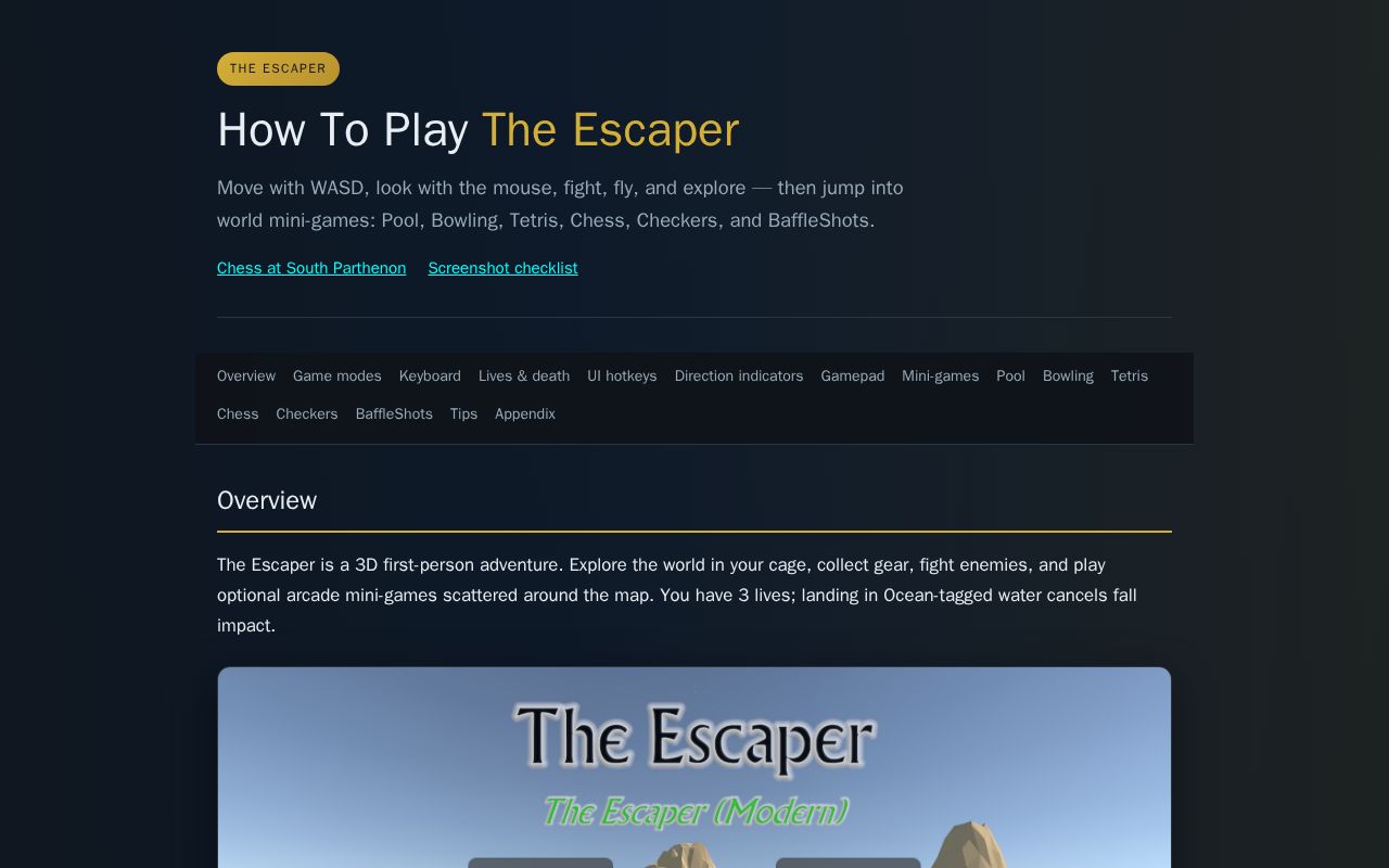 Preview of Instuctions on how to play 'The Escaper'