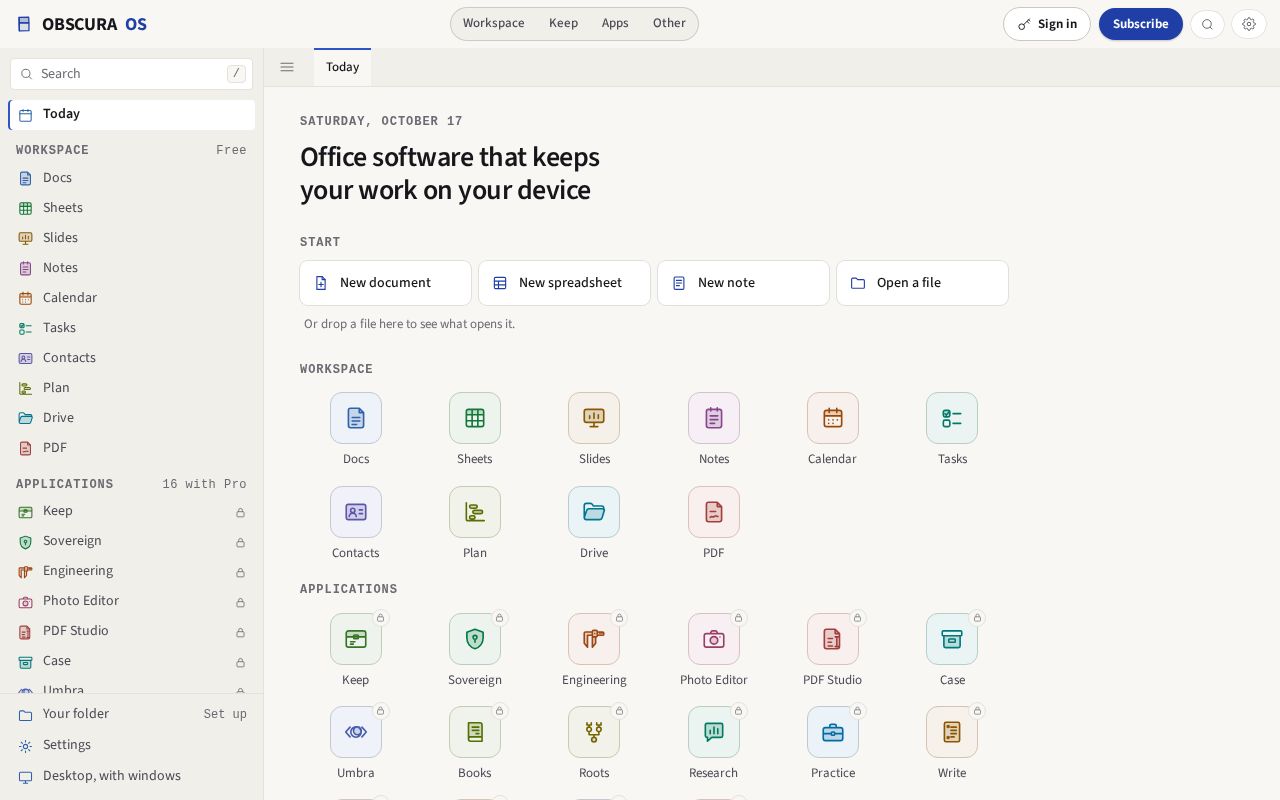 Preview of OBSCURA OS